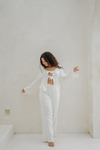 Clara Pointelle Pyjama Trouser- Cream White