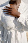 Caroline Bubble Cotton Robe - Ivory White