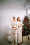 Clara Pointelle Pyjama Trouser- Cream Vinage Xmas Print