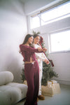 Clara Pointelle Reversable Long Top - Berry Burgundy