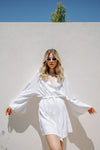 Kara Kimono Linen Robe - White
