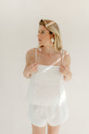 Isabella Bow tie Pyjama Set - Ivory White