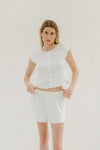 Clara Cap Sleeve Reversible Top -Cream White