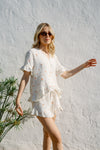Remi Pyjama Top - Cream Floral