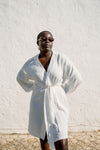 Caroline Bubble Cotton Robe - Ivory White