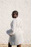 Caroline Bubble Cotton Robe - Ivory White