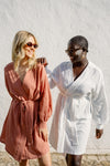 Caroline Bubble Cotton Robe - Ivory White
