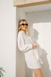 Caroline Bubble Cotton Robe - Ivory White