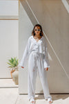 Luna Long Lounge Pyjamas - White Shell