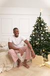 Taylor Crinkle Cotton Men's Pyjama Trouser - Cinnamon Cherry