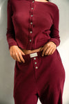 Clara Pointelle Reversable Long Top - Berry Burgundy