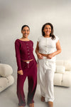 Clara Pointelle Pyjama Trouser- Cream White