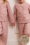 Taylor Crinkle Cotton Gingham Unisex Kids Pyjama Set - Cinnamon Cherry