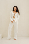 Clara Pointelle Pyjama Trouser- Cream White