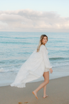 Rae Embroidered Maxi Bridal Robe - Ivory White