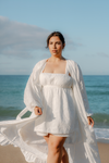 Rae Embroidered Maxi Bridal Robe - Ivory White