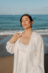 Rae Embroidered Maxi Bridal Robe - Ivory White