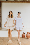 Callie Bubble Top & Short Pj Lounge Set - White