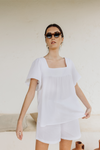 Callie Bubble Top & Short Pj Lounge Set - White