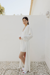 Amelia Maxi Bridal Silk Satin Robe - Pearlescent White