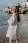 Leah Poplin Boyfriend Shirt Dress - White