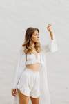 Diana high Waist Frill Shorts - White