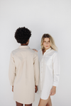Leah Poplin Boyfriend Shirt Dress - White