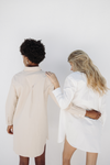 Leah Poplin Boyfriend Shirt Dress - White