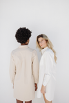Leah Poplin Boyfriend Shirt Dress - White