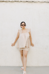 Athena Frill Pyjama Set - Dusty Nude