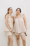 Athena Frill Pyjama Set - Dusty Nude