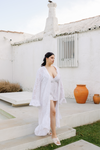 Isabella Frill Wrap Over Bridal Robe - Coconut Cream