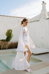 Isabella Frill Wrap Over Bridal Robe - Coconut Cream