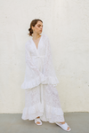 Isabella Frill Wrap Over Bridal Robe - Coconut Cream