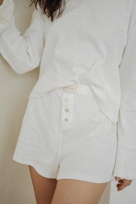 Clara-Jade Pointelle Shorts - Cream white