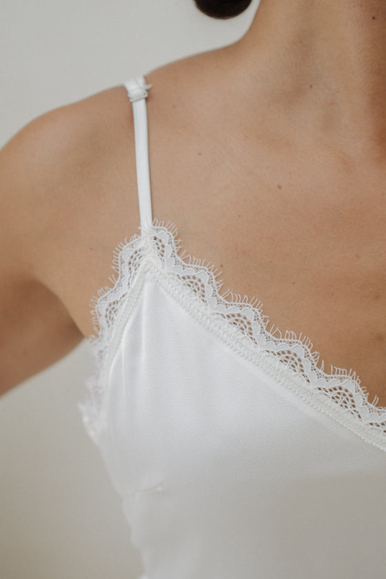 Fleur Drop Waist Maxi Slip Dress - Ivory