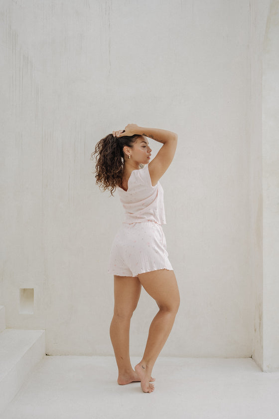 Clara-Jade Pointelle Shorts - Pink Floral
