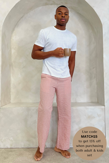  Taylor Crinkle Cotton Men's Pyjama Trouser - Cinnamon Cherry