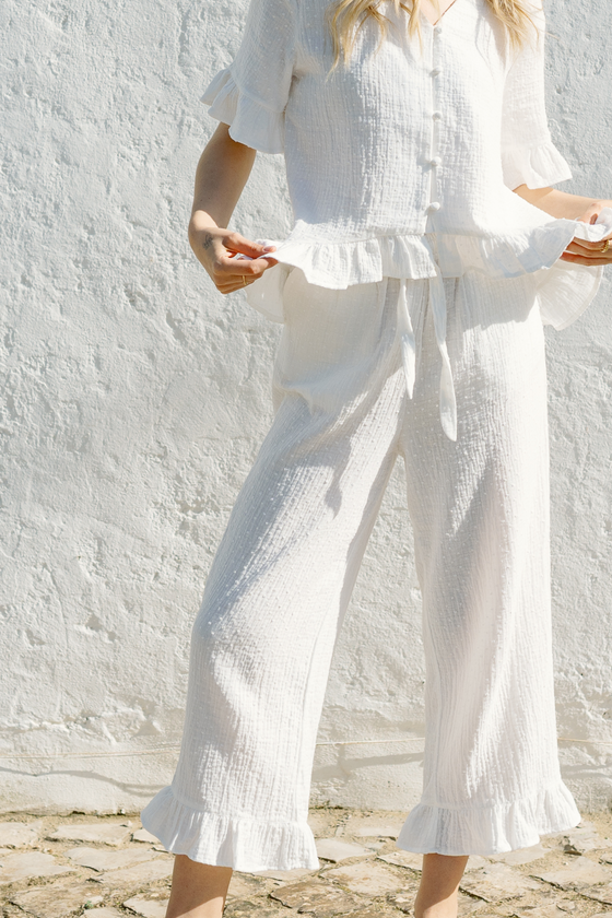 Remi Trousers Pyjama Set  - Ivory White