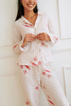 Noelle Bubble Cotton Xmas Gingham Print - Blush Pink