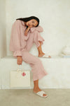 Taylor Crinkle Cotton Gingham Pyjama Set - Cinnamon Cherry