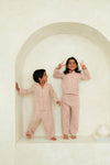 Taylor Crinkle Cotton Gingham Unisex Kids Pyjama Set - Cinnamon Cherry