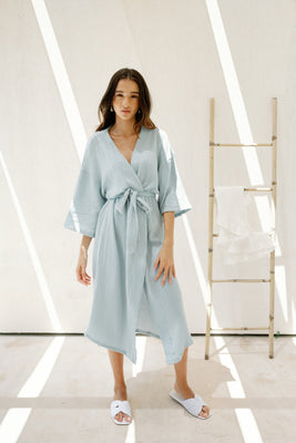 Camillo Bubble Wrap Midi Robe - Blue