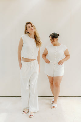 Clara Pointelle Pyjama Trouser- Cream White