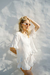 Remi Short Frill Pyjama Set - Ivory White