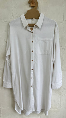  Cotton linen shirt dress - white *SAMPLE*