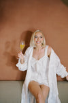 Olivia Embroidered Bridal robe - White