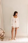 Zoe Long Sleeve embroidered Top - White