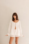 Zoe Long Sleeve embroidered Top - White