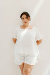 Chloe Rose Bubble Cotton Pyjama set - Ivory White